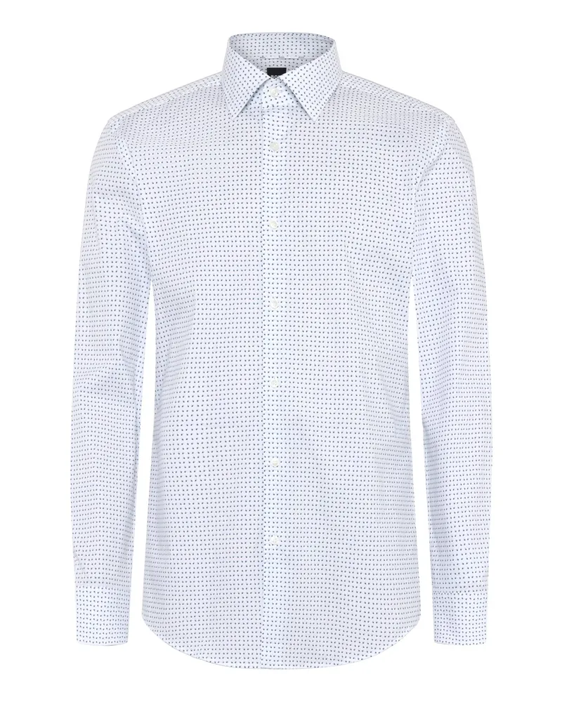 HUGO BOSS Stretch-Hemd mit Kleinmuster und Kentkragen, Slim Fit in Hellblau
