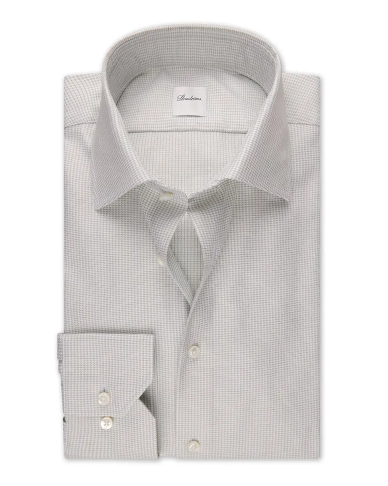 Stenströms Hemd aus Twofold Super Cotton mit feinem Muster, Regular Fit in Beige
