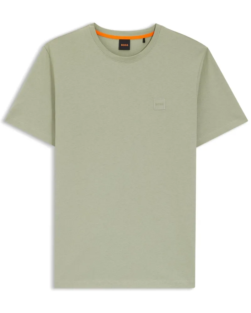 HUGO BOSS T-Shirt aus Baumwolle mit Label-Stickerei in Schilf