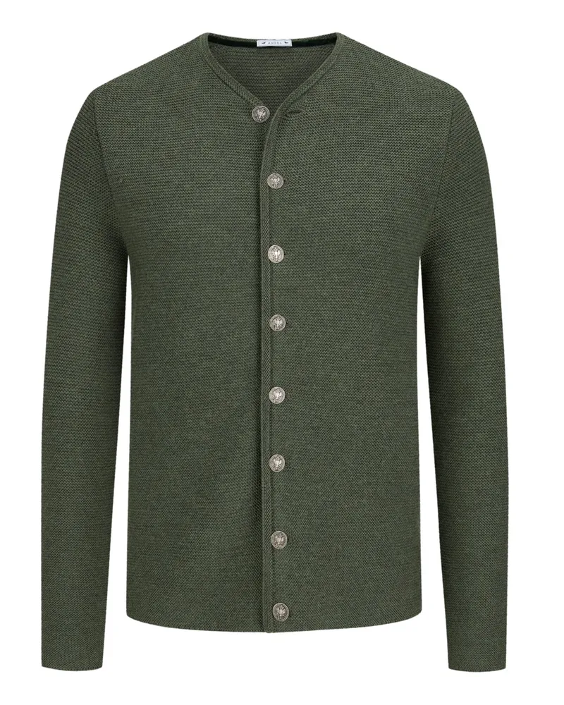 Amsel Trachten-Strickjacke aus Merinowolle in Schilf