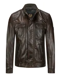 Belstaff Schwere Lederjacke im Biker-Look Braun