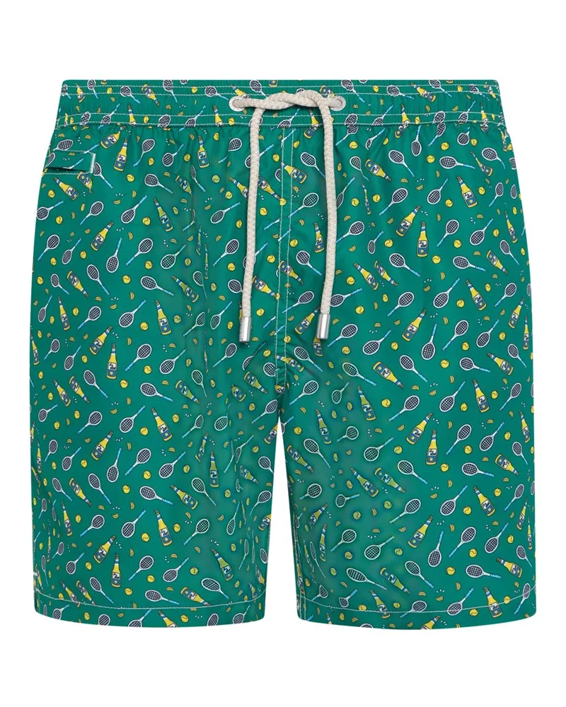 MC2 Saint Barth Badeshorts mit Retro-Sportmuster in Grün