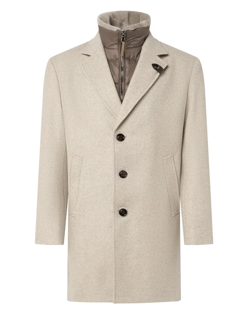 JOOP! Wollmantel mit heraustrennbarer Blende und Reverskragen, Regular in Beige