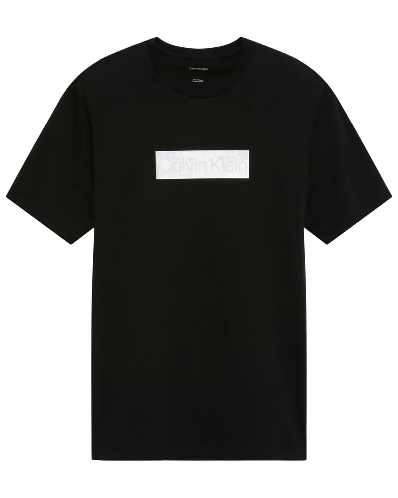 Calvin Klein Jersey-T-Shirt aus Baumwolle mit Label-Print in Schwarz