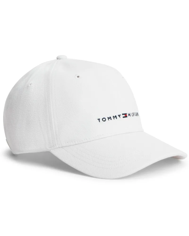 Tommy Hilfiger Cap aus Baumwolle mit Struktur und gesticktem Label-Schriftzug in Weiß