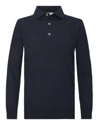 Profuomo Langarm-Poloshirt in Feinstrick aus Merinowolle Marine