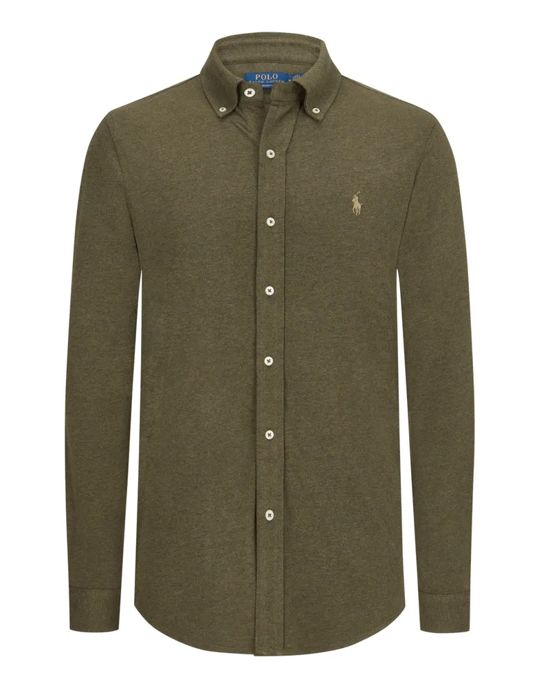 Ralph Lauren Sporthemd in Piqué-Qualität mit Poloreiter-Stickerei in Oliv