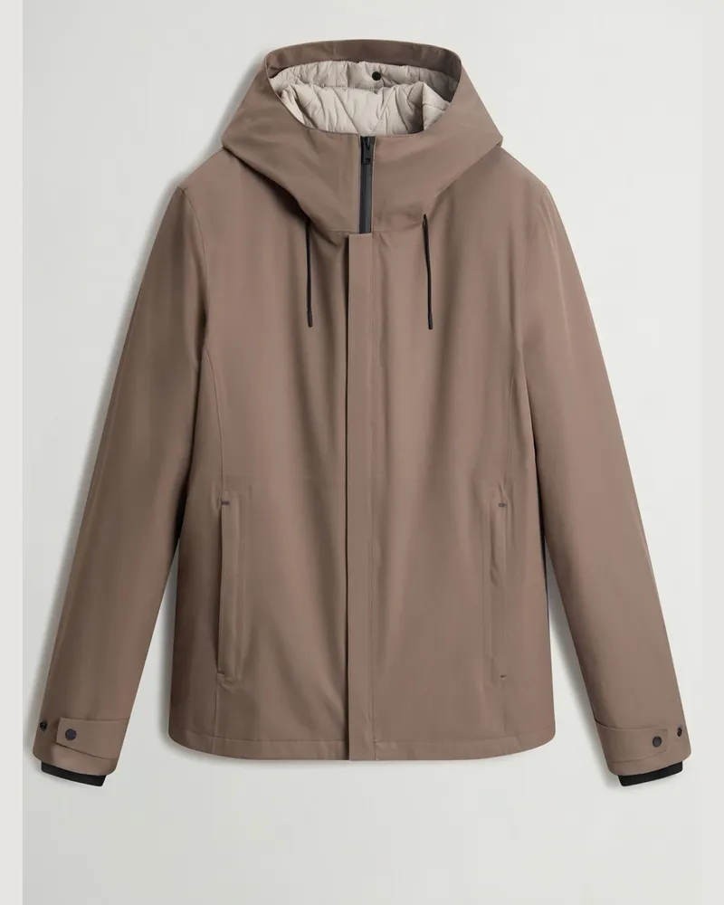 Woolrich Wattierte 3-in-1 Jacke Crestmont mit Kapuze und Wendefunktion in Braun