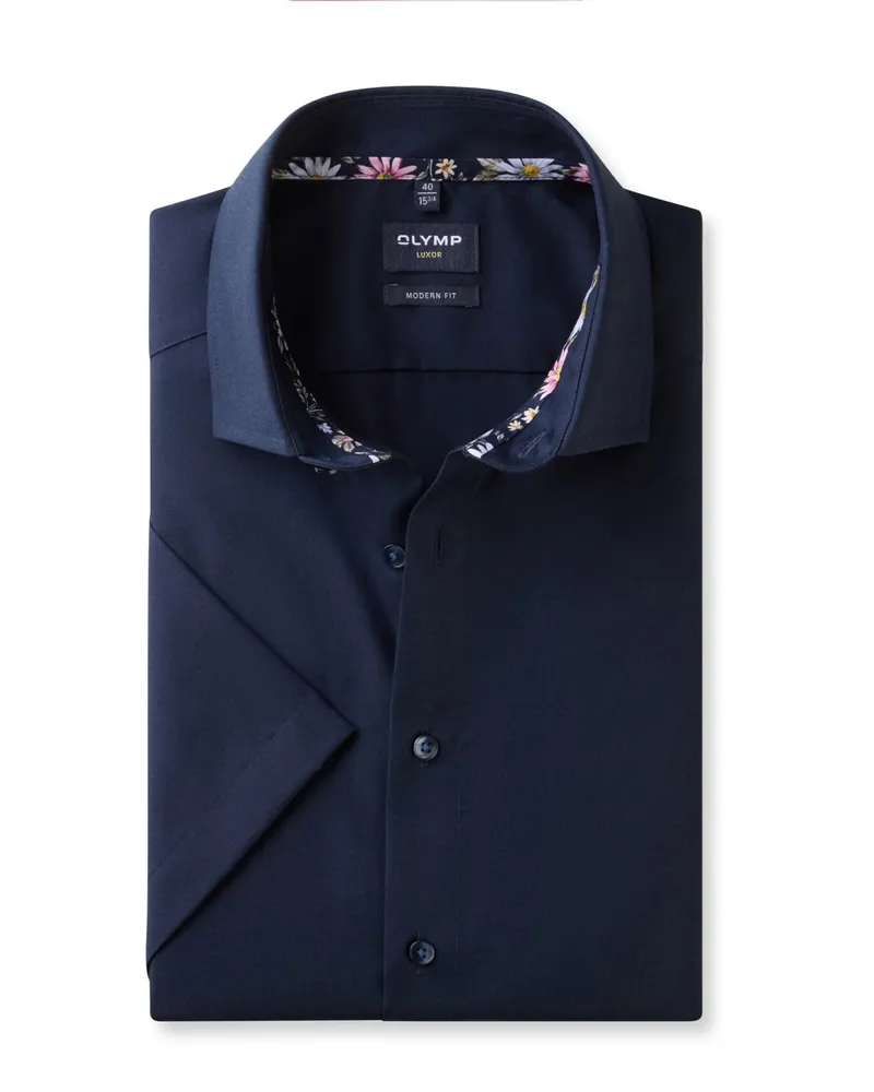 Olymp Luxor, Modern Fit, Kurzarmhemd aus Baumwolle in Marine