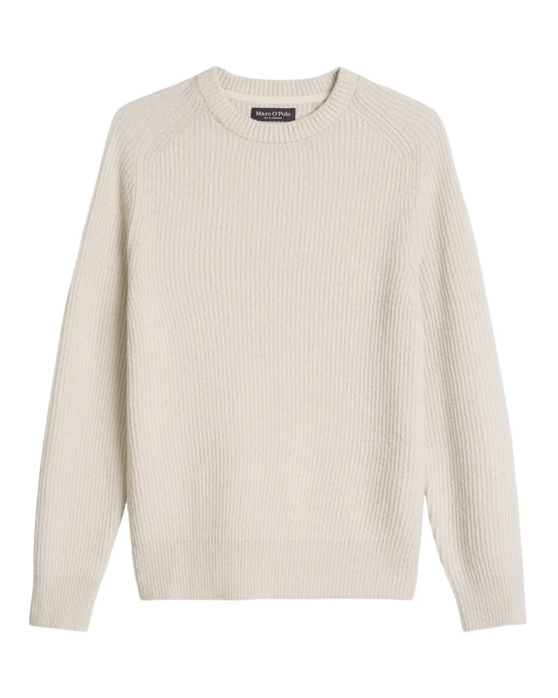 Marc O'Polo Softer Rundhalspullover aus einem Schurwollmix in Bouclé-Strick, Regular in Beige