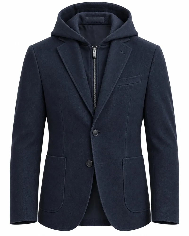JOOP! Hybrid-Sakko aus einem Tech-Gewebe mit Kapuzenblende, Slim Fit in Blau