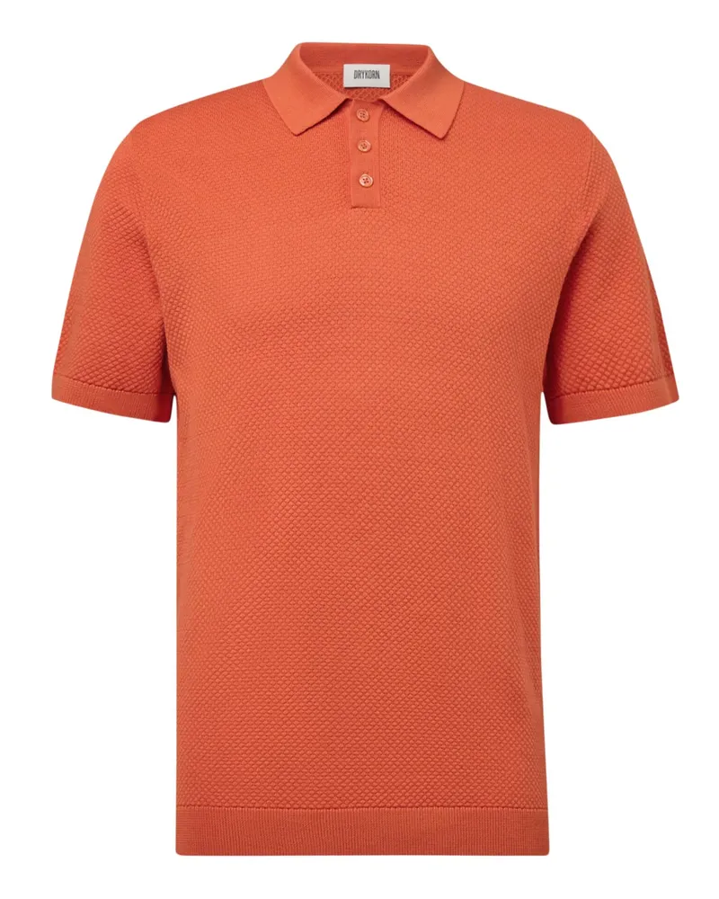 Drykorn Strick-Poloshirt aus Baumwolle mit Wabenmuster in Orange