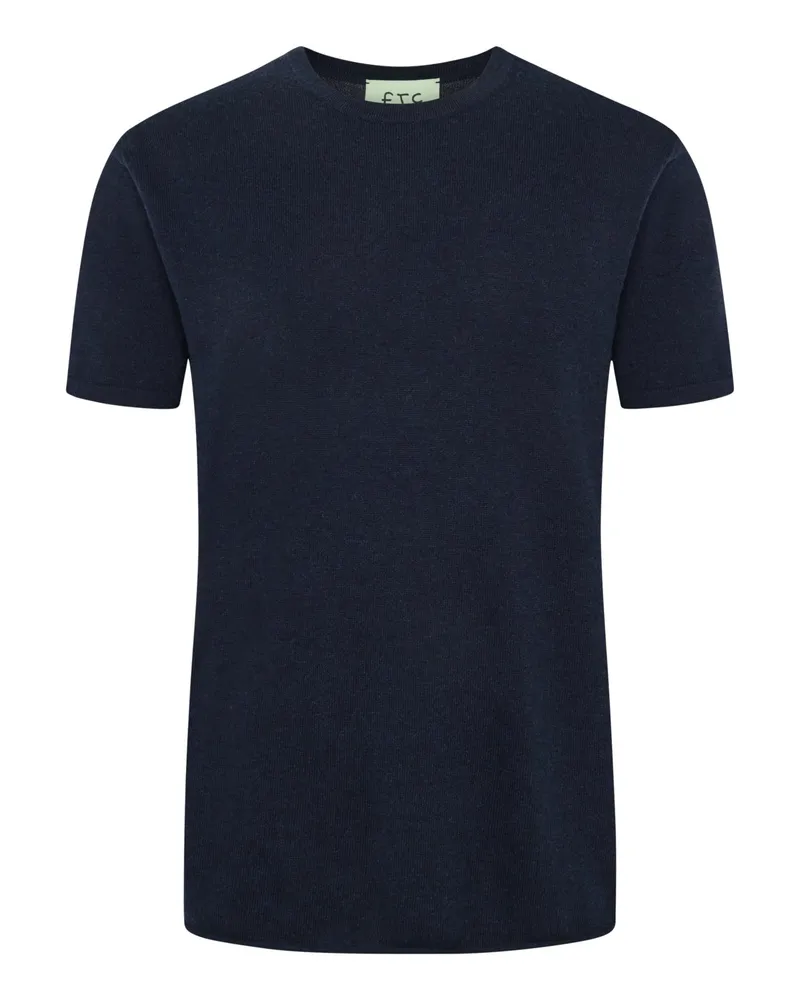 FTC Cashmere Feinstrick-T-Shirt aus einem Baumwolle-Kaschmir-Mix in Marine