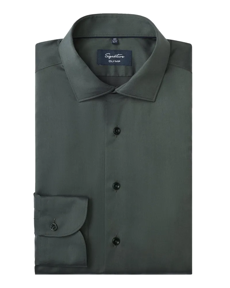 Olymp Signature, Tailored Fit, Hemd aus softer Baumwolle in Grün