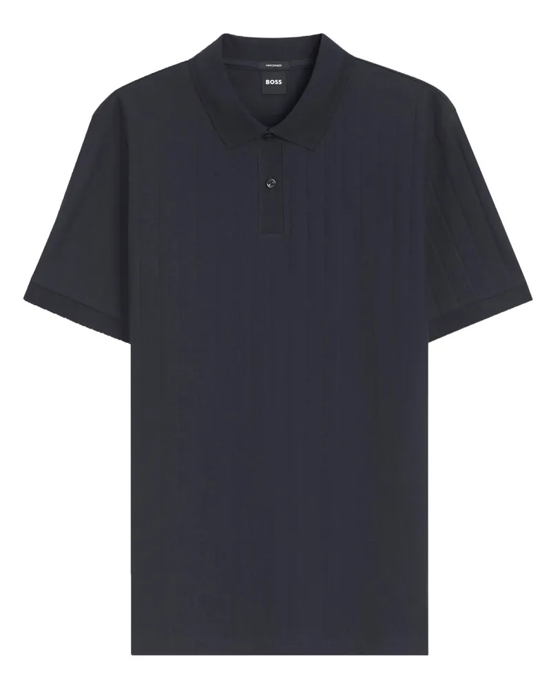 HUGO BOSS Piqué-Poloshirt aus mercerisierter Baumwolle mit tonalem Streifen in Marine