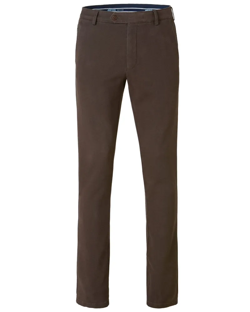 Meyer Hosen Chino Bonn aus einem Baumwoll-Mix, Modern Fit in Dunkelbraun