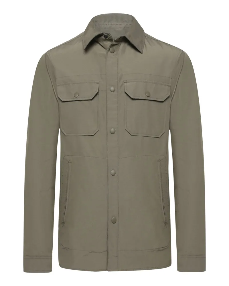 Woolrich Stückgefärbtes Overshirt aus einem Materialmix in Oliv