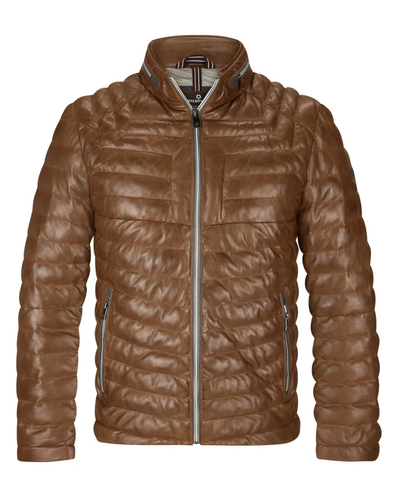 Milestone Gesteppte Lederjacke mit SORONA®AURA-Isolierung in Cognac