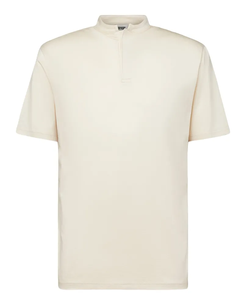 Drykorn Glattes Poloshirt Louis mit Stehkragen und Lyocell-Anteil, Regular in Offwhite