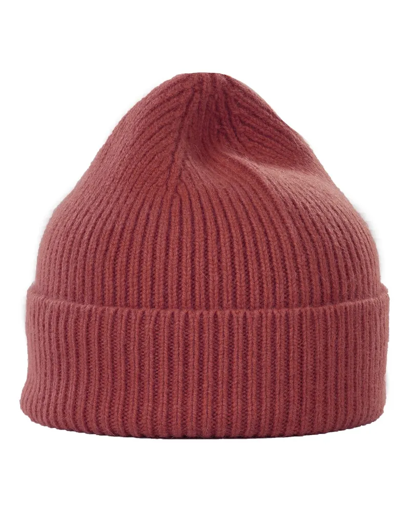 Le Bonnet Softe Strickmütze aus Lammwolle und Angora in Rostrot