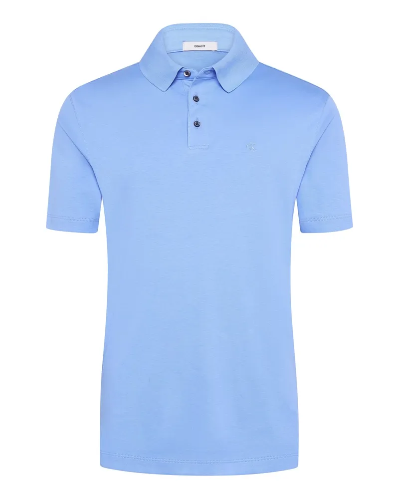 Calvin Klein Unifarbenes Poloshirt aus Baumwolle, Classic Fit in Blau