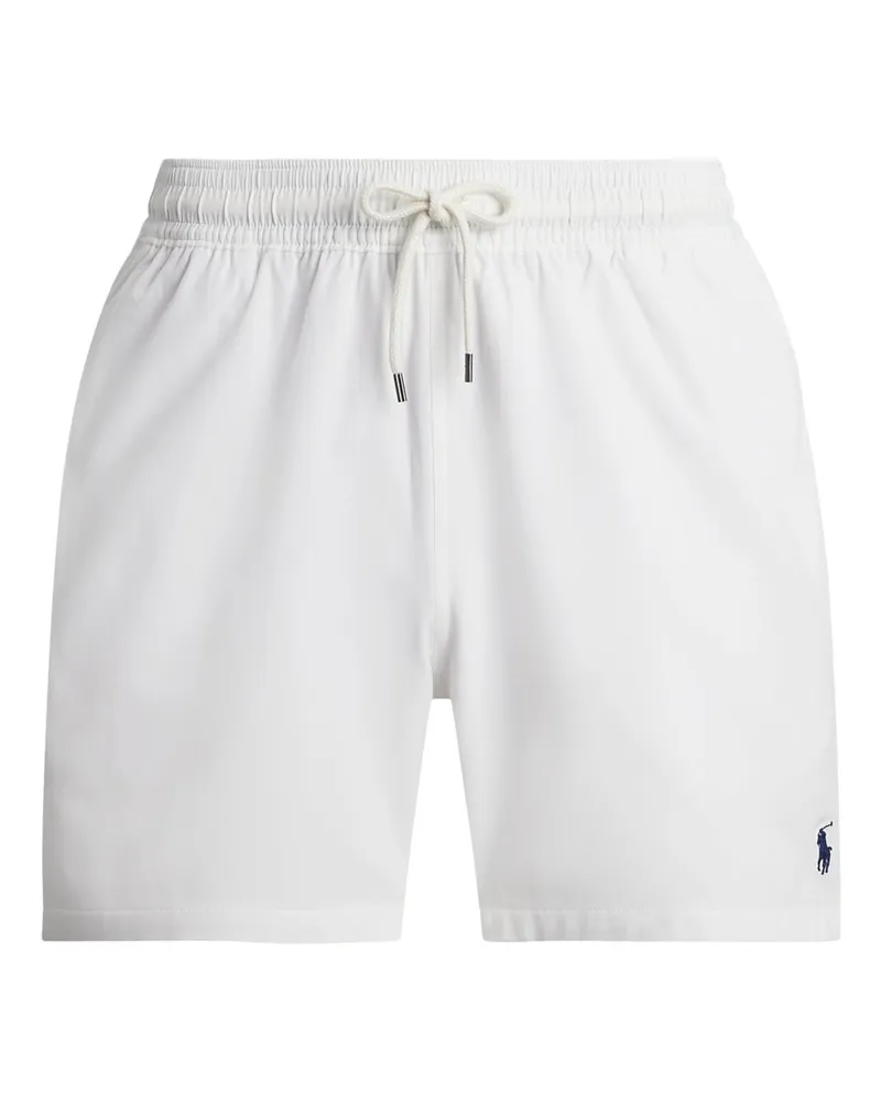 Ralph Lauren Glatte Badeshorts in Stretch-Qualität mit kleiner Pony-Stickerei in Weiß
