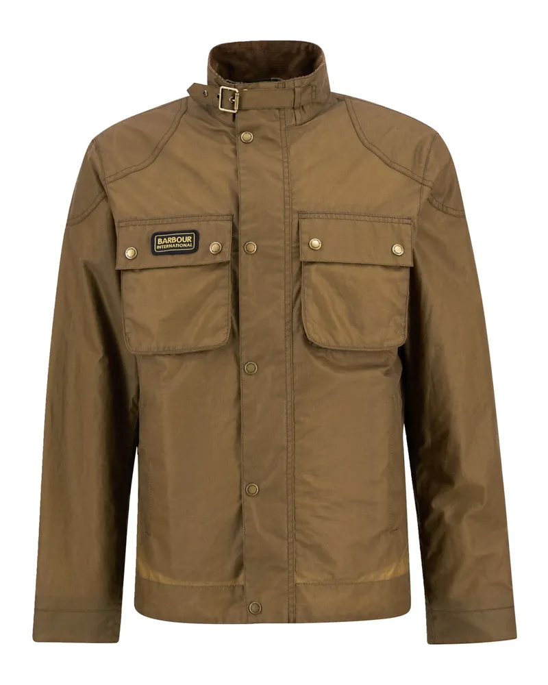 Barbour Wetterfeste Wachsjacke Merton mit Cordbesatz in Beige