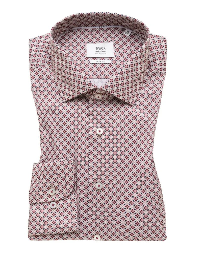 Eterna Gemustertes Hemd in Vollzwirn-Qualität, Slim Fit in Rot