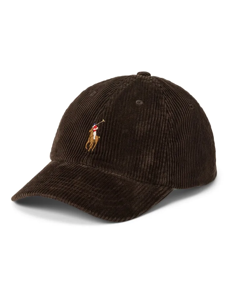 Ralph Lauren Cap in Cord-Qualität mit Poloreiter-Stickerei in Braun
