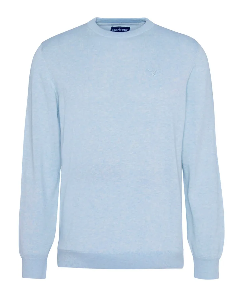 Barbour Softer Rundhalspullover aus Pima-Baumwolle mit Logo-Stickerei in Hellblau