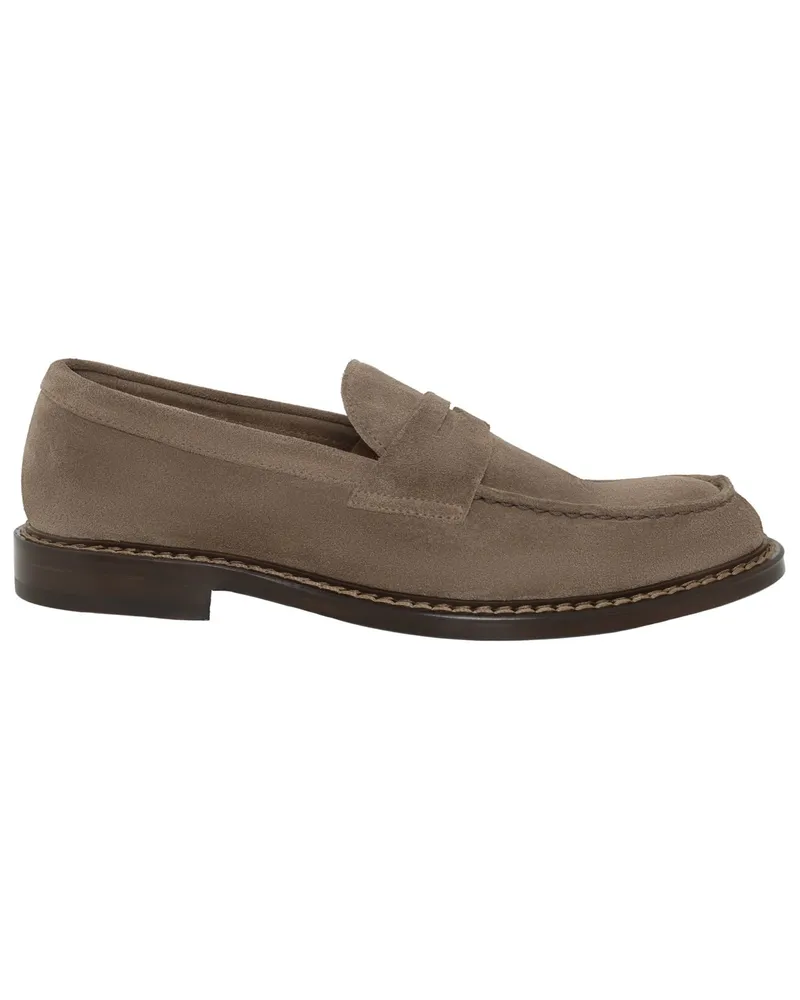 Doucal´s Loafer aus Wildleder mit Blockabsatz in Beige