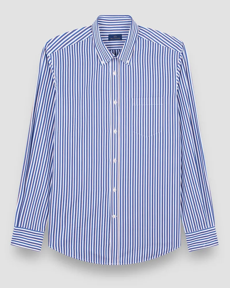 Paul & Shark Glattes Hemd mit Streifen und Button Down-Kragen in Marine