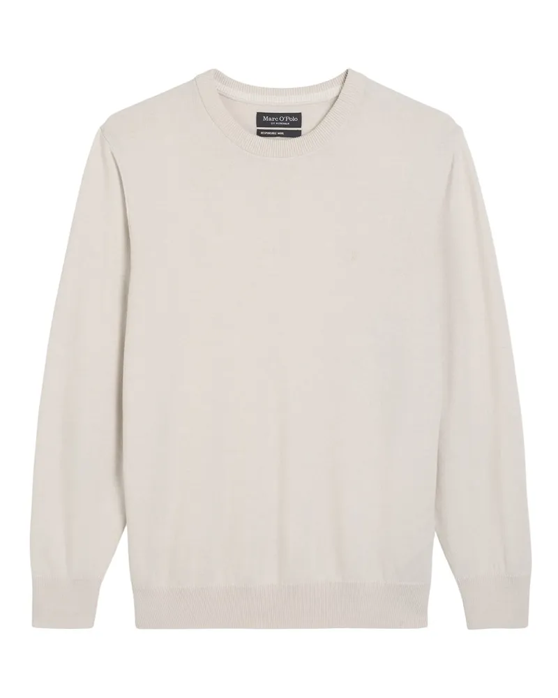 Marc O'Polo Pullover aus einem Wollgemisch mit Label-Stickerei in Offwhite