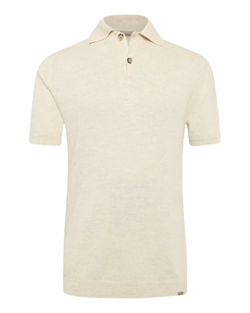 Woolrich Softes Strick-Poloshirt mit Leinenanteil in Offwhite