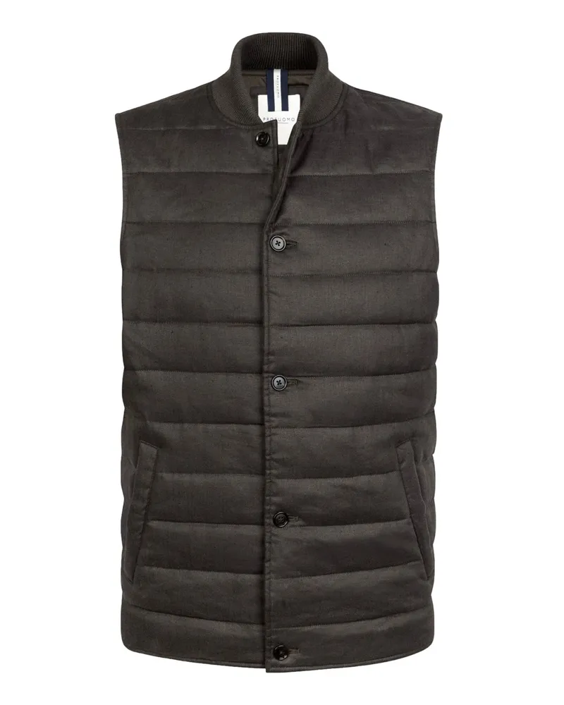 Profuomo Leichte Steppweste aus Leinen und Baumwolle in Braun