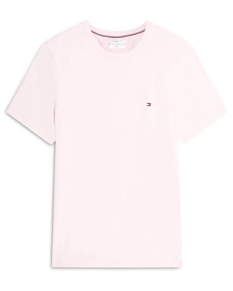 Tommy Hilfiger Stretch-T-Shirt mit kleiner Logo-Stickerei, Slim Fit in Rosenrot