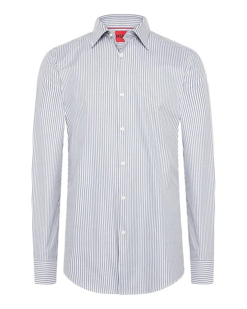 HUGO BOSS Baumwollhemd mit Streifen und Kentkragen in Blau