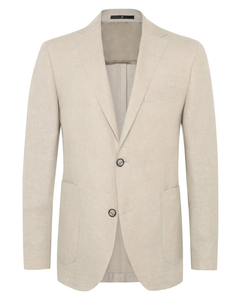 Dressler Einreiher-Sakko aus einem Schurwolle-Leinen-Seide-Mix in Beige