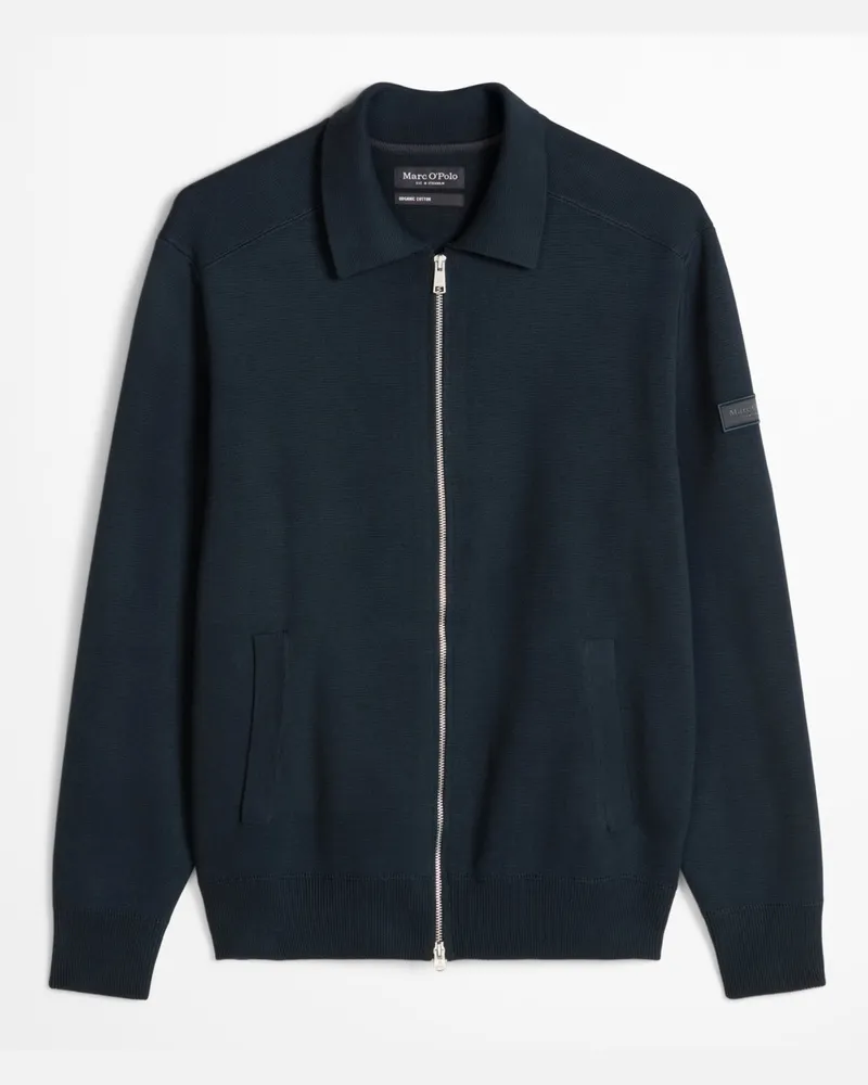 Marc O'Polo Strickjacke aus Bio-Baumwolle mit Hemdkragen in Marine