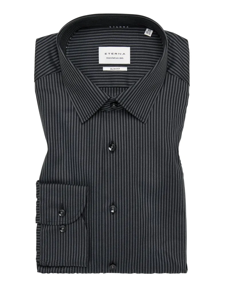 Eterna Bügelfreies Hemd mit Streifen, Slim Fit in Grau