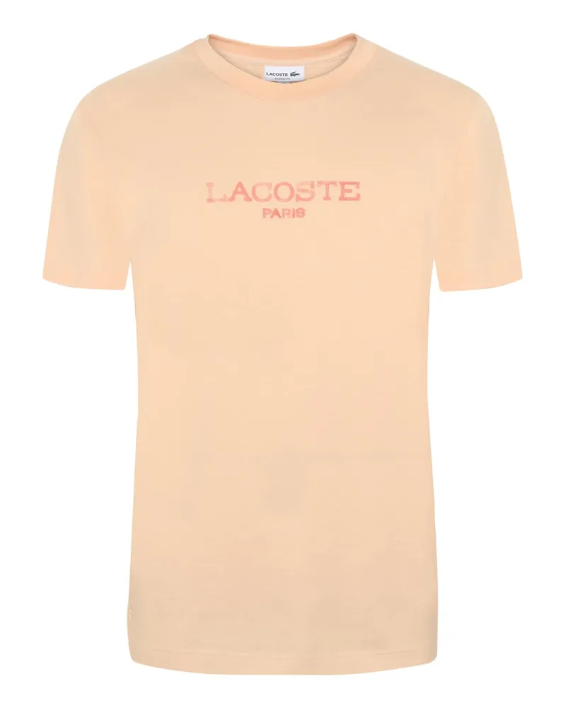 Lacoste Softes T-Shirt aus Baumwolle mit Label-Schriftzug in Orange