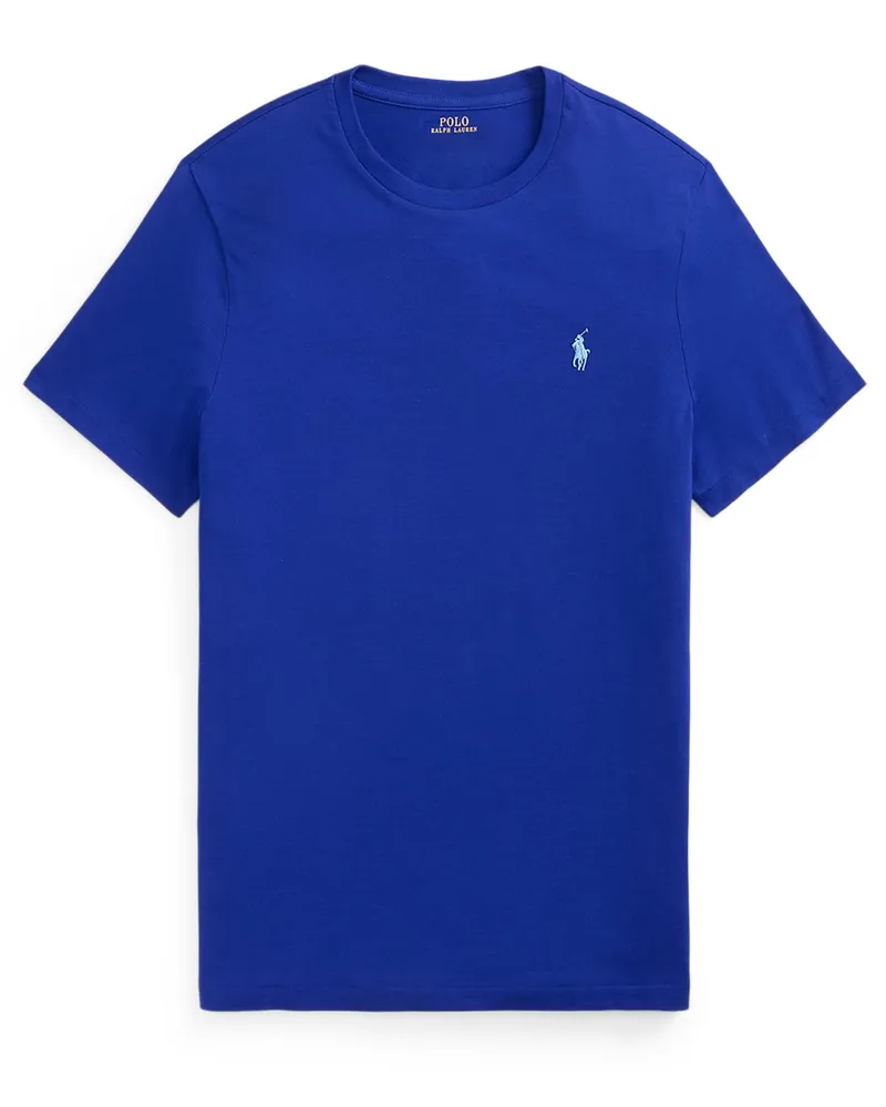 Ralph Lauren Leichtes T-Shirt aus Baumwolle mit Logo-Stickerei, Custom Slim Fit in Königsblau