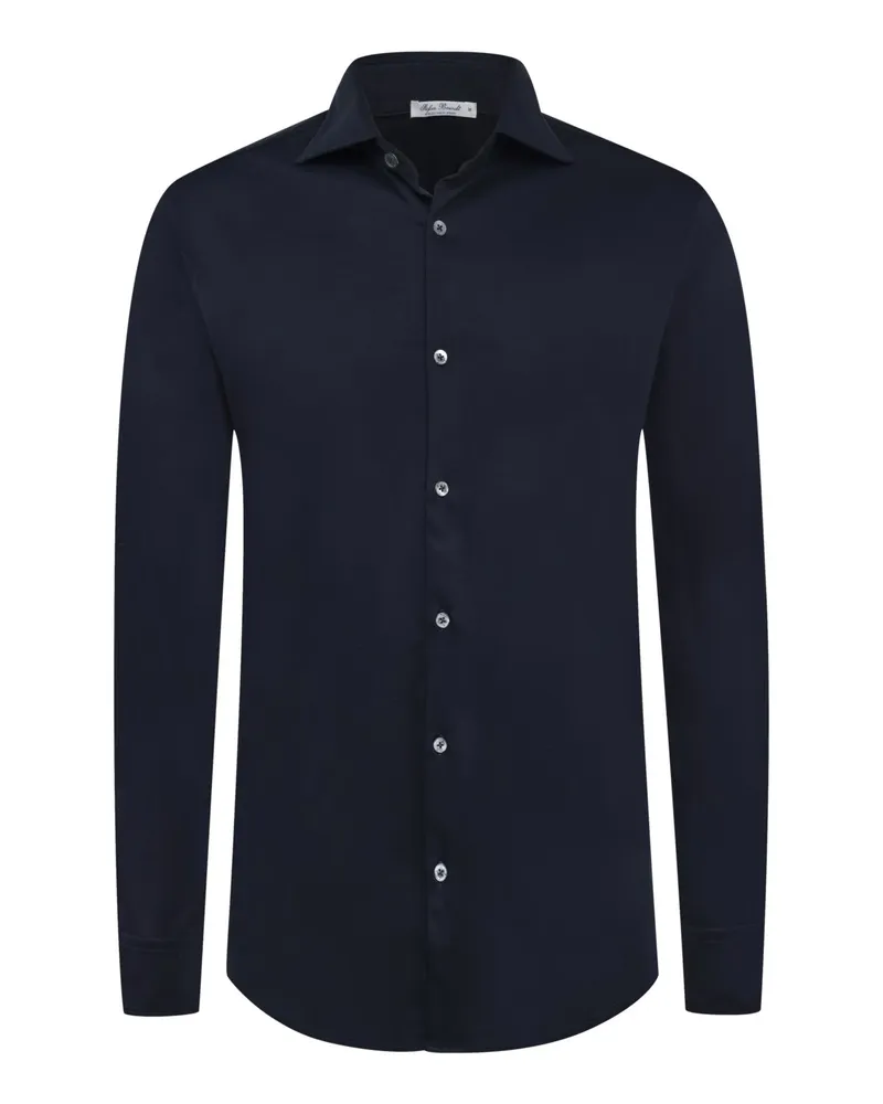 Stefan Brandt Edles Jersey-Hemd aus Sea Island-Baumwolle mit Haifischkragen, Regular in Marine