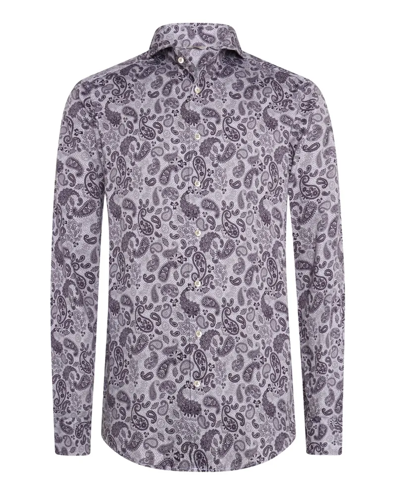 Stenströms Hemd mit Paisley-Muster aus Twofold Super Cotton, Slimline in Lila