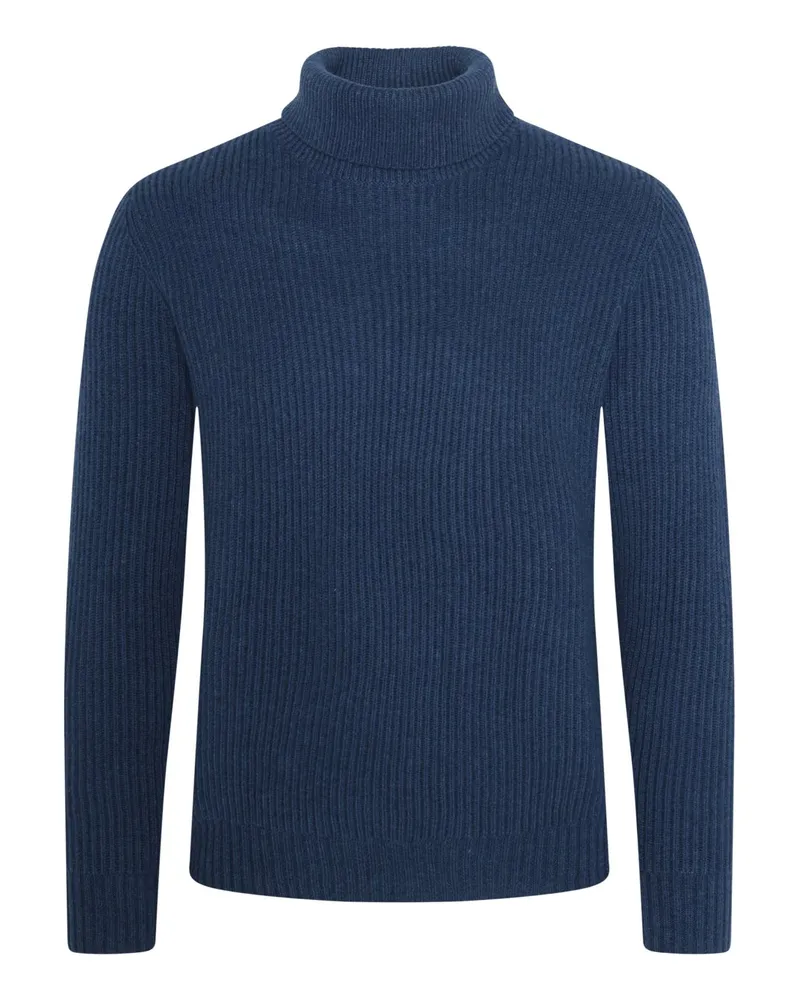 Tom Rusborg Softer Heavystrick-Rollkragenpullover aus Kaschmir in Mittelblau