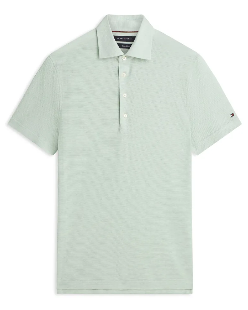 Tommy Hilfiger Poloshirt aus einem soften Leinen-Mix mit Struktur in Mint