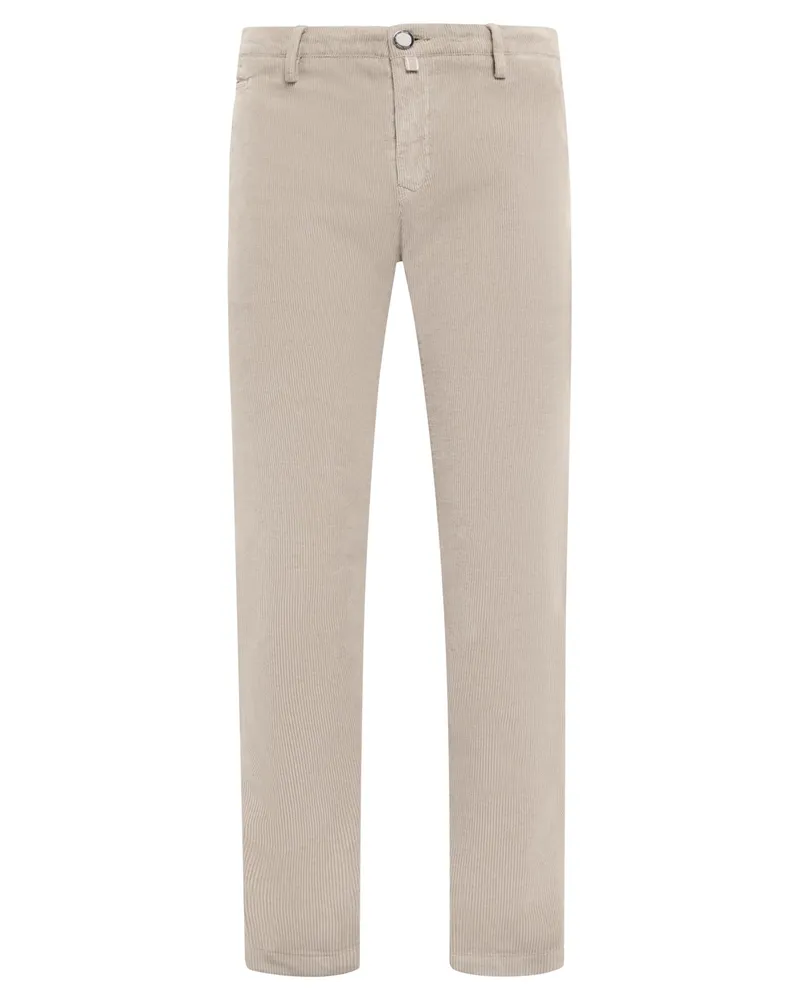 Jacob Cohën Cordhose mit Stretchanteil und Logo-Patch, Slim Fit in Offwhite