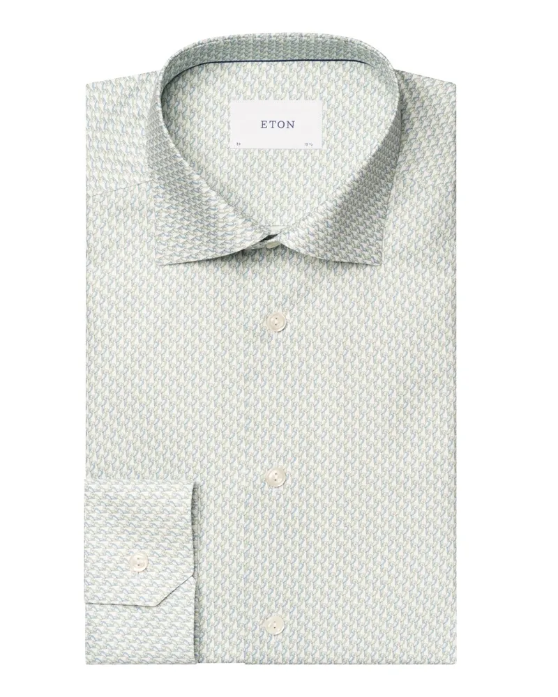 Eton Hemd aus Baumwolle mit Papagei-Print, Contemporary Fit in Mint