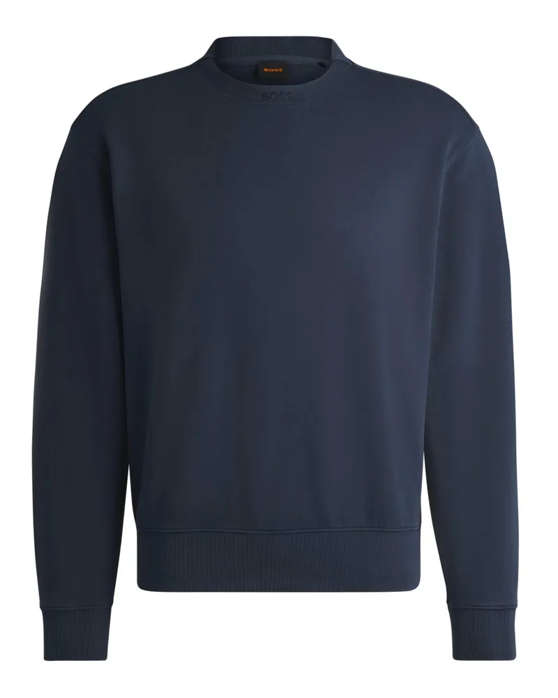 HUGO BOSS Unifarbenes Sweatshirt aus Baumwolle in Marine