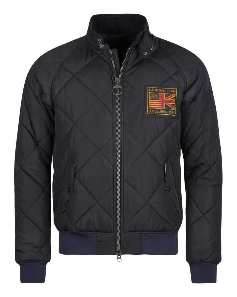 Barbour Steppblouson Merchant mit Stehkragen und Aufnäher in Schwarz